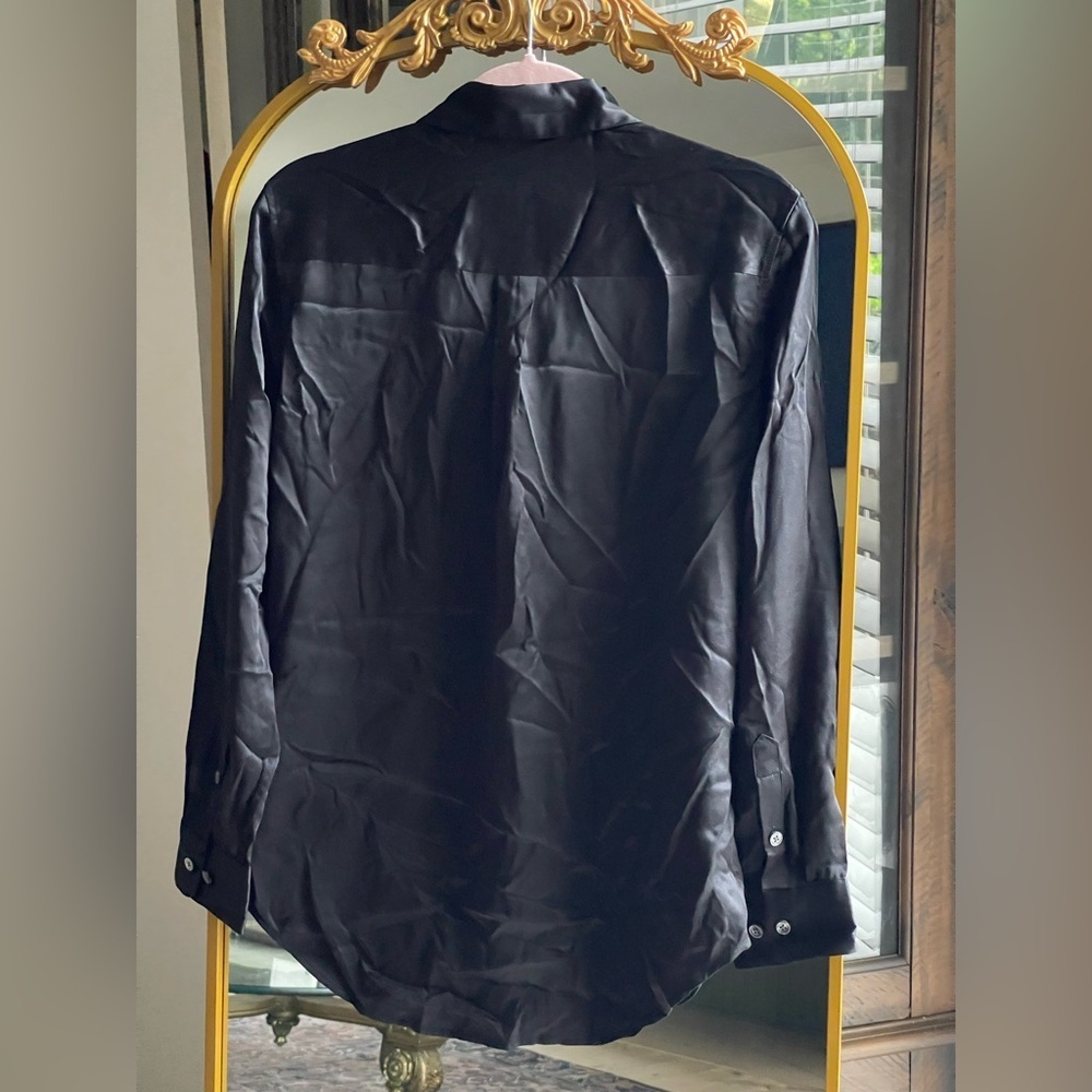 NWT Equipment SIGNATURE 100% SILK SATIN SHIRT in True Black - Picture 11 of 15